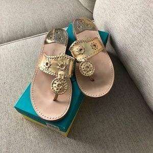 Jack Rogers gold flat sandals. Size 10